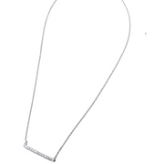 Diamond Bar Pendant Necklace | Silver